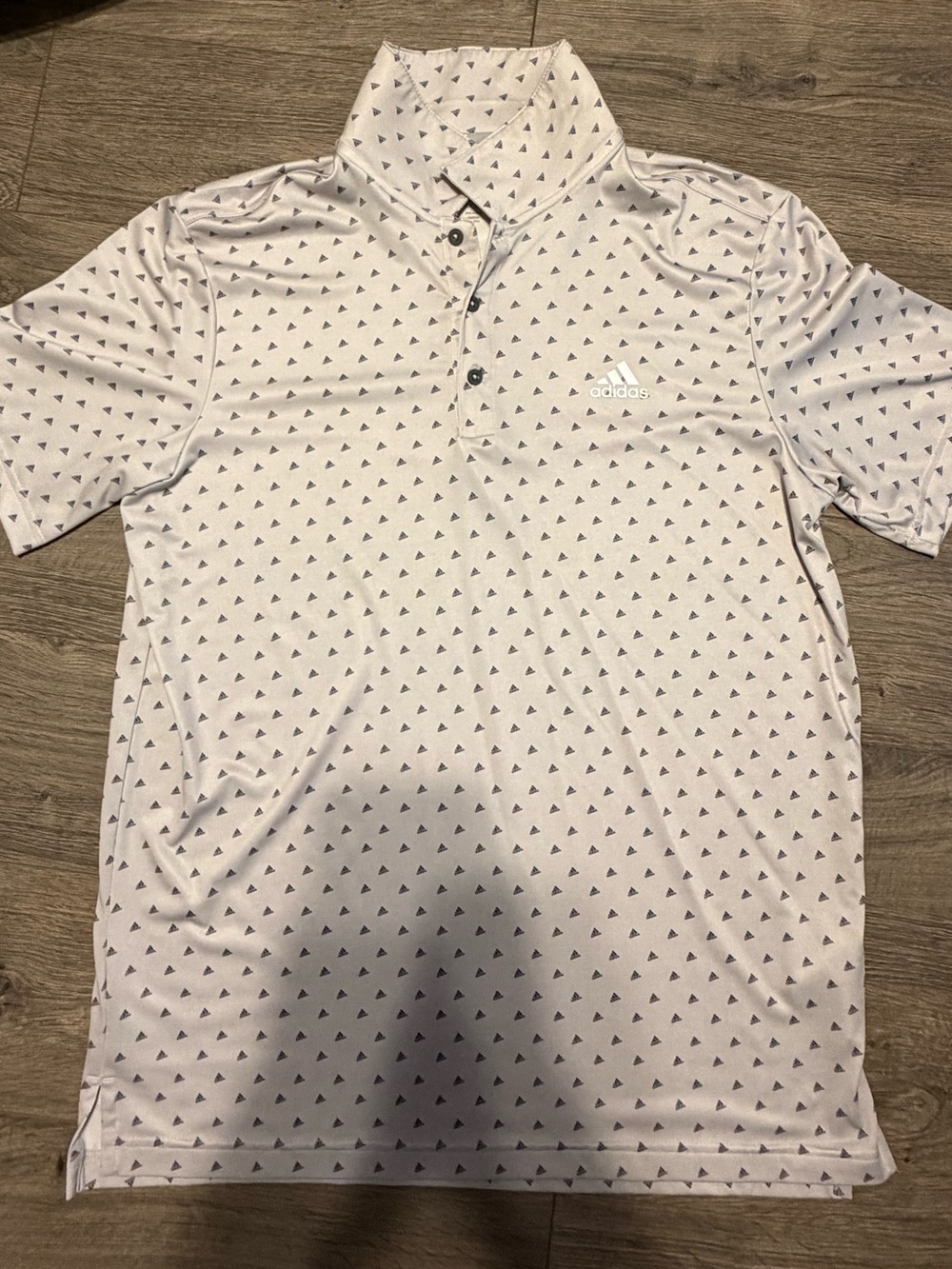 adidas White Golf Polo with Small Black Triangle Print